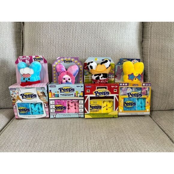 PEEPS BUNDLE OF 4 PLUSH PEEPS COWBOY BAKER DISCO ROCKSTAR GRW TIE DYE - Picture 1 of 12